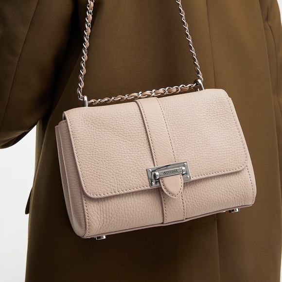 Aspinal of London Lottie Shoulder Bag in Soft Taupe Pebble - Picture 2 of 16